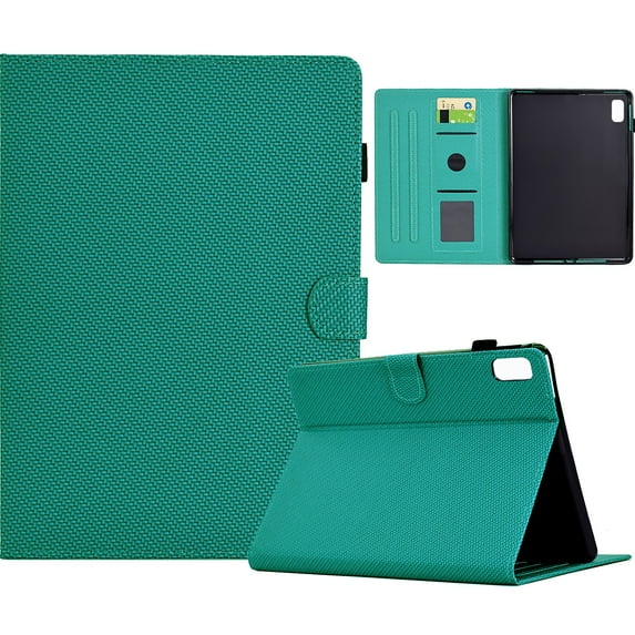 ELEHOLD Leather Wallet Case For Lenovo Tab M9 2023 Fiber Pattern Lightweight Folio Stand Cover, Auto Sleep&Week Function, Full Body Protection, Blue