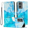 thumbnail image 1 of ELEHOLD Leather Wallet Case For Moto G Power 5G 2024, Wallet Case Card Holder Marble Pattern Flip PU Leather Kickstand Full Body Shockproof Phone Case  with Strap for Women Girls,Blue, 1 of 8