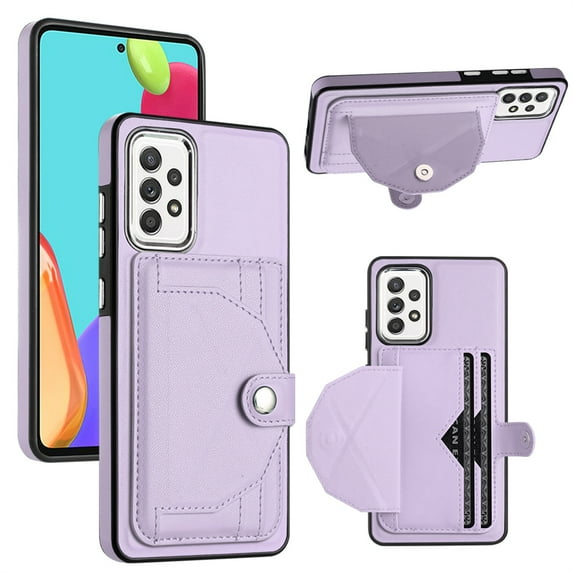ELEHOLD Leather Wallet Case For Samsung Galaxy A32 5G,Premium Leather Material with Back Card Holders Magnetic Button Full Body Shockproof Luxury Case,Purple