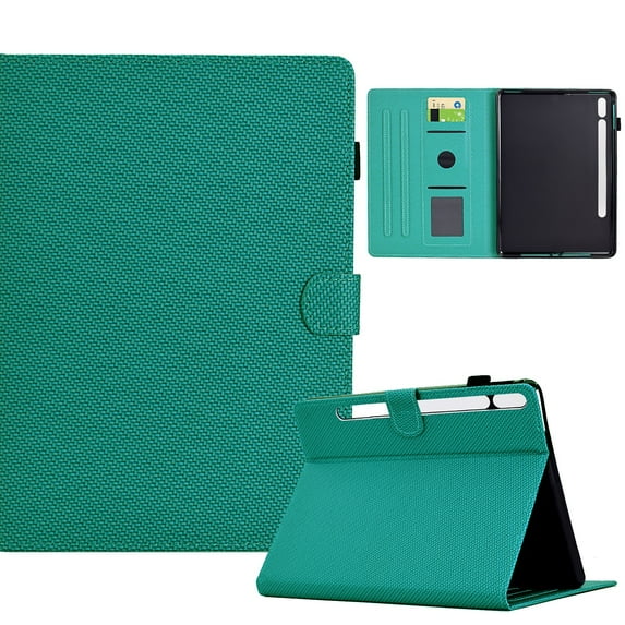 ELEHOLD Leather Wallet Case For Samsung Galaxy Tab A9 Fiber Pattern Lightweight Folio Stand Cover, Auto Sleep&Week Function, Full Body Protection, Blue
