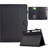 ELEHOLD Leather Wallet Case For Samsung Tab A 10.1 (2016) Fiber Pattern Lightweight Folio Stand Cover, Auto Sleep&Week Function, Full Body Protection, Black