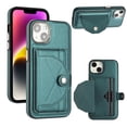thumbnail image 1 of ELEHOLD Leather Wallet Case For iPhone 13,Premium Leather Material with Back Card Holders Magnetic Button Full Body Shockproof Luxury Case,Green, 1 of 6