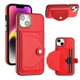 thumbnail image 1 of ELEHOLD Leather Wallet Case For iPhone 13,Premium Leather Material with Back Card Holders Magnetic Button Full Body Shockproof Luxury Case,Red, 1 of 6