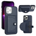 thumbnail image 1 of ELEHOLD Leather Wallet Case For iPhone 13 Pro,Premium Leather Material with Back Card Holders Magnetic Button Full Body Shockproof Luxury Case,Blue, 1 of 6