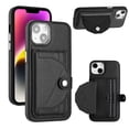 thumbnail image 1 of ELEHOLD Leather Wallet Case For iPhone 14 Plus,Premium Leather Material with Back Card Holders Magnetic Button Full Body Shockproof Luxury Case,Black, 1 of 6