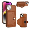 thumbnail image 1 of ELEHOLD Leather Wallet Case For iPhone 14 Plus,Premium Leather Material with Back Card Holders Magnetic Button Full Body Shockproof Luxury Case,Brown, 1 of 6