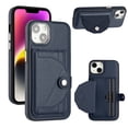 thumbnail image 1 of ELEHOLD Leather Wallet Case For iPhone 14,Premium Leather Material with Back Card Holders Magnetic Button Full Body Shockproof Luxury Case,Blue, 1 of 6