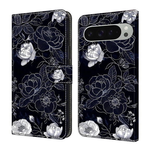 ELEHOLD Leather Wallet Case for Google Pixel 7 Pro with Lanyard, Credit Card Slot Anti-Scratch Protection Durable Magnetic Closure Kickstand Flip Wallet Cover for Women,E