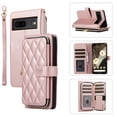 thumbnail image 1 of ELEHOLD Leather Wallet Case for Google Pixel 7 with Zipper Card Wallet Pocket Magnetic Buckle Stand Function Detachable Crossbody Metal Chain Strap Lanyard Shockproof Case,rosegold, 1 of 8