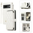 thumbnail image 1 of ELEHOLD Leather Wallet Case for Google Pixel 7 with Zipper Card Wallet Pocket Magnetic Buckle Stand Function Detachable Crossbody Metal Chain Strap Lanyard Shockproof Case,white, 1 of 8