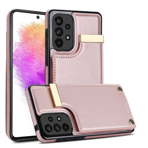 ELEHOLD Leather Wallet Case for Samsung Galaxy A12 5G Premium Leather Material with Organ Card Slots Holders Full Body Protection Shockproof Anti-Fingerprint Purse Case,rosegold