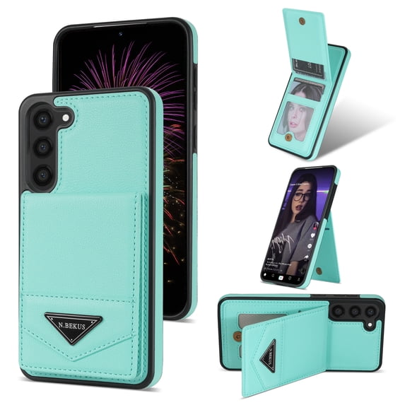ELEHOLD Leather Wallet Case for Samsung Galaxy A13 4G with Back Flip Card Slots Magnetic Buckle Kickstand Function Shockproof Protective Leather Case for Samsung Galaxy A13 4G,mint