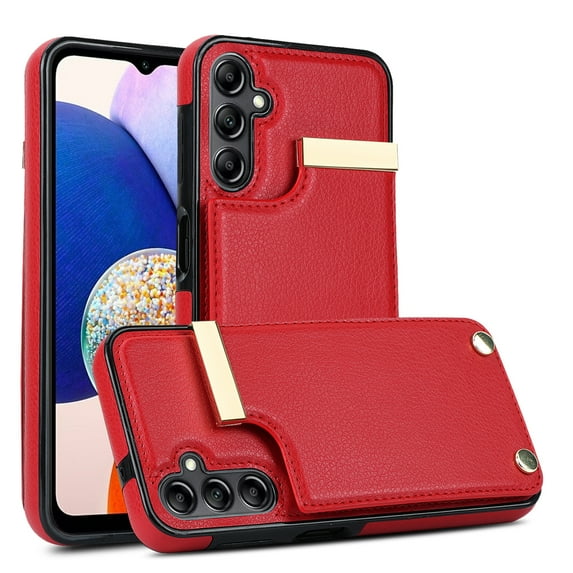 ELEHOLD Leather Wallet Case for Samsung Galaxy A13 5G Premium Leather Material with Organ Card Slots Holders Full Body Protection Shockproof Anti-Fingerprint Purse Case,red