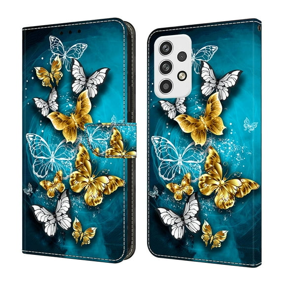 ELEHOLD Leather Wallet Case for Samsung Galaxy A15 with Lanyard, Credit Card Slot Anti-Scratch Protection Durable Magnetic Closure Kickstand Flip Wallet Cover for Women,R