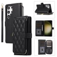 thumbnail image 1 of ELEHOLD Leather Wallet Case for Samsung Galaxy A22 4G with Zipper Card Wallet Pocket Magnetic Buckle Stand Function Detachable Crossbody Metal Chain Strap Lanyard Shockproof Case,black, 1 of 8