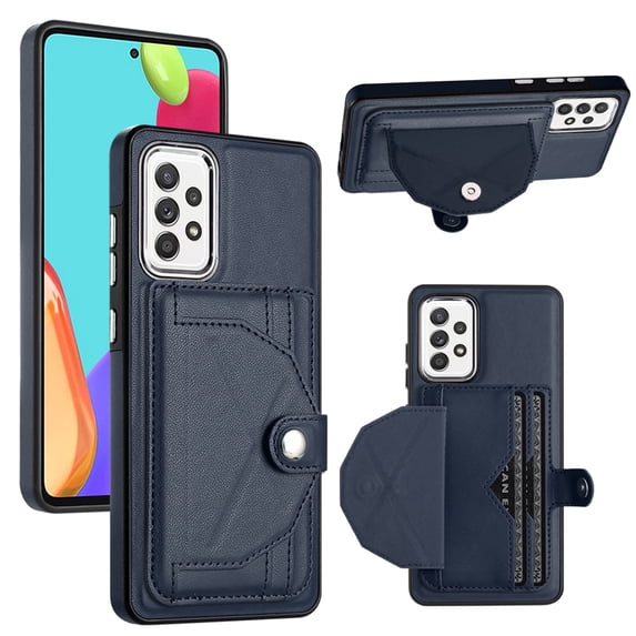 ELEHOLD Leather Wallet Case For Samsung Galaxy A32 4G,Premium Leather Material with Back Card Holders Magnetic Button Full Body Shockproof Luxury Case,Blue