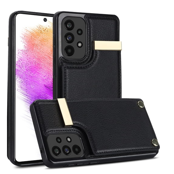 ELEHOLD Leather Wallet Case for Samsung Galaxy A52 5G Premium Leather Material with Organ Card Slots Holders Full Body Protection Shockproof Anti-Fingerprint Purse Case,black