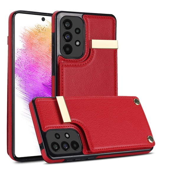 ELEHOLD Leather Wallet Case for Samsung Galaxy A52 5G Premium Leather Material with Organ Card Slots Holders Full Body Protection Shockproof Anti-Fingerprint Purse Case,red