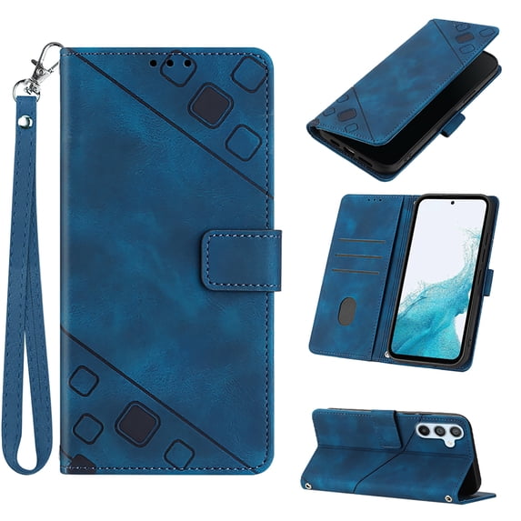 ELEHOLD Leather Wallet Case for Samsung Galaxy A54 5G Practical Card Holders Stand Function Detachable Wriststrap Shockproof Purse Case Women Men for Samsung A54 5G,Blue