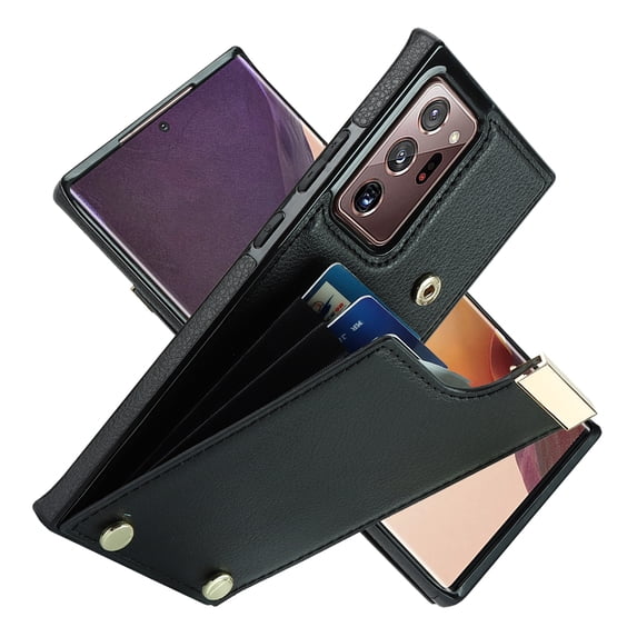 ELEHOLD Leather Wallet Case for Samsung Galaxy Note 20 Ultra,Premium Leather Material with Organ Card Slots Holders Full Body Protection Shockproof Anti-Fingerprint Purse Case,Black