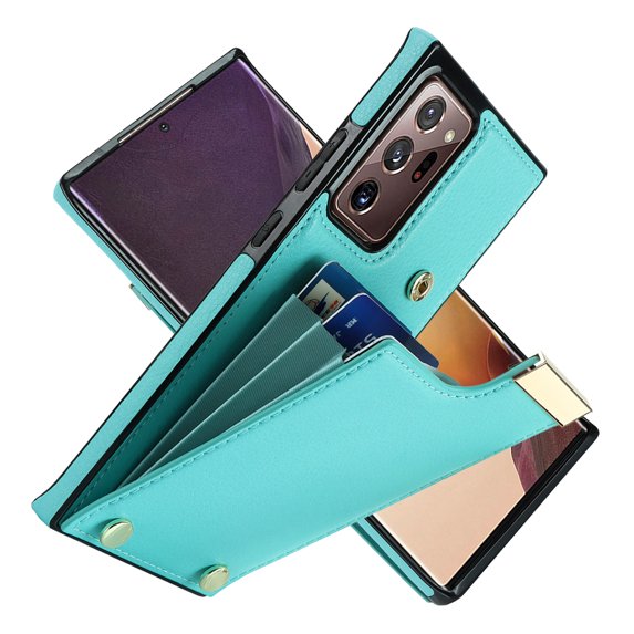 ELEHOLD Leather Wallet Case for Samsung Galaxy Note 20 Ultra,Premium Leather Material with Organ Card Slots Holders Full Body Protection Shockproof Anti-Fingerprint Purse Case,Mint