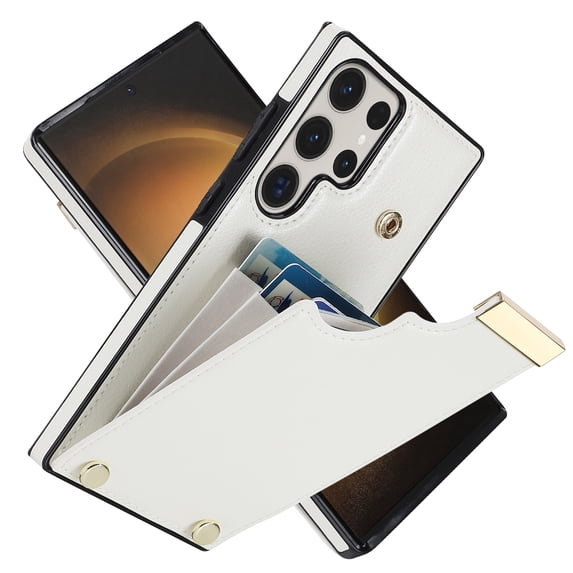 ELEHOLD Leather Wallet Case for Samsung Galaxy S20+,Premium Leather Material with Organ Card Slots Holders Full Body Protection Shockproof Anti-Fingerprint Purse Case,White