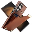 thumbnail image 1 of ELEHOLD Leather Wallet Case for Samsung Galaxy S21 Ultra,Premium Leather Material with Organ Card Slots Holders Full Body Protection Shockproof Anti-Fingerprint Purse Case,Brown, 1 of 7