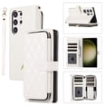 thumbnail image 1 of ELEHOLD Leather Wallet Case for Samsung Galaxy S21+ with Zipper Card Wallet Pocket Magnetic Buckle Stand Function Detachable Crossbody Metal Chain Strap Lanyard Shockproof Case,white, 1 of 8