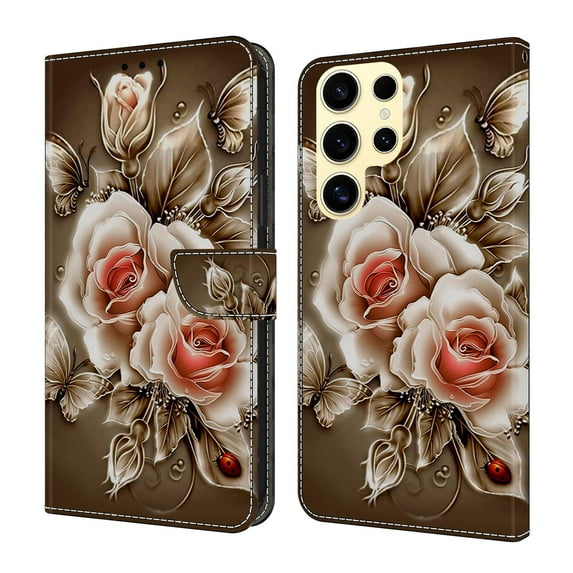 ELEHOLD Leather Wallet Case for Samsung Galaxy S22 Plus with Lanyard, Credit Card Slot Anti-Scratch Protection Durable Magnetic Closure Kickstand Flip Wallet Cover for Women,V