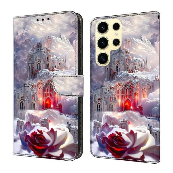 ELEHOLD Leather Wallet Case for Samsung Galaxy S22 Plus with Lanyard, Credit Card Slot Anti-Scratch Protection Durable Magnetic Closure Kickstand Flip Wallet Cover for Women,N