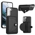 thumbnail image 1 of ELEHOLD Leather Wallet Case For Samsung Galaxy S22 Plus,Premium Leather Material with Back Card Holders Magnetic Button Full Body Shockproof Luxury Case,Black, 1 of 6