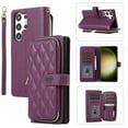thumbnail image 1 of ELEHOLD Leather Wallet Case for Samsung Galaxy S22 Plus with Zipper Card Wallet Pocket Magnetic Buckle Stand Function Detachable Crossbody Metal Chain Strap Lanyard Shockproof Case,darkpurple, 1 of 8