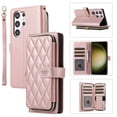 thumbnail image 1 of ELEHOLD Leather Wallet Case for Samsung Galaxy S22 Plus with Zipper Card Wallet Pocket Magnetic Buckle Stand Function Detachable Crossbody Metal Chain Strap Lanyard Shockproof Case,rosegold, 1 of 8