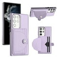 thumbnail image 1 of ELEHOLD Leather Wallet Case For Samsung Galaxy S22 Ultra,Premium Leather Material with Back Card Holders Magnetic Button Full Body Shockproof Luxury Case,Purple, 1 of 1