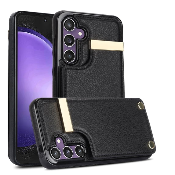 ELEHOLD Leather Wallet Case for Samsung Galaxy S23 FE,Premium Leather Material with Organ Card Slots Holders Full Body Protection Shockproof Anti-Scratch Purse Case for Samsung Galaxy S23 FE, Black