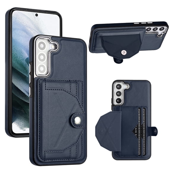 ELEHOLD Leather Wallet Case For Samsung Galaxy S23 Plus,Premium Leather Material with Back Card Holders Magnetic Button Full Body Shockproof Luxury Case,Blue