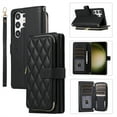 thumbnail image 1 of ELEHOLD Leather Wallet Case for Samsung Galaxy S23 Plus with Zipper Card Wallet Pocket Magnetic Buckle Stand Function Detachable Crossbody Metal Chain Strap Lanyard Shockproof Case,black, 1 of 8