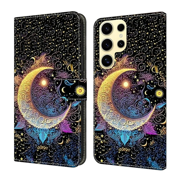 ELEHOLD Leather Wallet Case for Samsung Galaxy S24 FE with Lanyard, Credit Card Slot Anti-Scratch Protection Durable Magnetic Closure Kickstand Flip Wallet Cover for Women,A