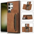 thumbnail image 1 of ELEHOLD Leather Wallet Case for Samsung Galaxy S24 Ultra with Kickstand Card Slots Magnetic Button Shockproof Business Style Case for Samsung Galaxy S24 Ultra,Brown, 1 of 6