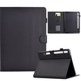 thumbnail image 1 of ELEHOLD Leather Wallet Case For Samsung Galaxy Tab S8 Fiber Pattern Lightweight Folio Stand Cover, Auto Sleep&Week Function, Full Body Protection, Black, 1 of 10