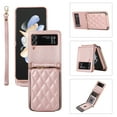 thumbnail image 1 of ELEHOLD Leather Wallet Case for Samsung Galaxy Z Flip 3 with Zipper Card Wallet Pocket Magnetic Buckle Stand Function Detachable Crossbody Metal Chain Strap Lanyard Shockproof Case,rosegold, 1 of 8