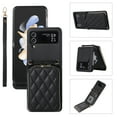 thumbnail image 1 of ELEHOLD Leather Wallet Case for Samsung Galaxy Z Flip 3 with Zipper Card Wallet Pocket Magnetic Buckle Stand Function Detachable Crossbody Metal Chain Strap Lanyard Shockproof Case,black, 1 of 8