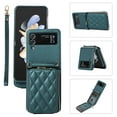 thumbnail image 1 of ELEHOLD Leather Wallet Case for Samsung Galaxy Z Flip 3 with Zipper Card Wallet Pocket Magnetic Buckle Stand Function Detachable Crossbody Metal Chain Strap Lanyard Shockproof Case,darkgreen, 1 of 8