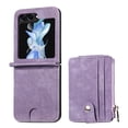 thumbnail image 1 of ELEHOLD Leather Wallet Case for Samsung Galaxy Z Flip 7 2025, Detachable Card Holders Zipper Pocket Kickstand Function Premium PU Leather Shockproof Protective Cover for Samsung Z Flip7,Purple, 1 of 13