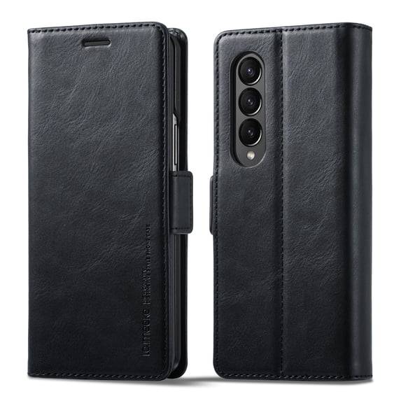 ELEHOLD Leather Wallet Case for Samsung Galaxy Z Fold 4 5G,PU Leather RFID Blocking Card Slots Kickstand Shockproof Protection Magnetic Case Cover,Black