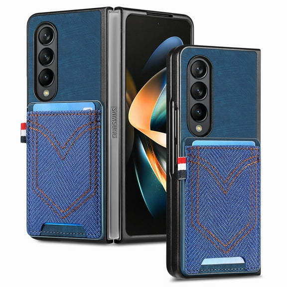 ELEHOLD Leather Wallet Case for Samsung Galaxy Z Fold 4 Case with Card Holder, Premium Leather Protective Cover Full Body Slim Lightweight Case for Samsung Z Fold 4 5G,Blue