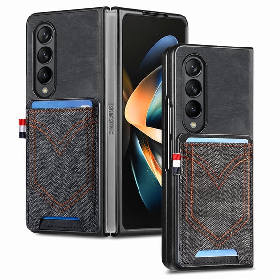 ELEHOLD Leather Wallet Case for Samsung Galaxy Z Fold 4 Case with Card Holder, Premium Leather Protective Cover Full Body Slim Lightweight Case for Samsung Z Fold 4 5G,Black