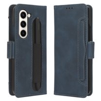 ELEHOLD Leather Wallet Case for Samsung Galaxy Z Fold 5 Folio Case  Business Style with Card Slot Holder Pen Slot Stylus Pen Shockproof Scratch-Resistant Case for Galaxy Z Fold 5 2023,Blue