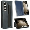 thumbnail image 1 of ELEHOLD Leather Wallet Case for Samsung Galaxy Z Fold 5 Folio Case  Business/Vintage Style with Card Slot Holder Pen Slot Shockproof Scratch-Resistant Case for Galaxy Z Fold 5 2023,Blue, 1 of 12