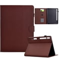 thumbnail image 1 of ELEHOLD Leather Wallet Case For Samsung Tab S6 Lite 10.4" (2019) Fiber Pattern Lightweight Folio Stand Cover, Auto Sleep&Week Function, Full Body Protection, Brown, 1 of 8